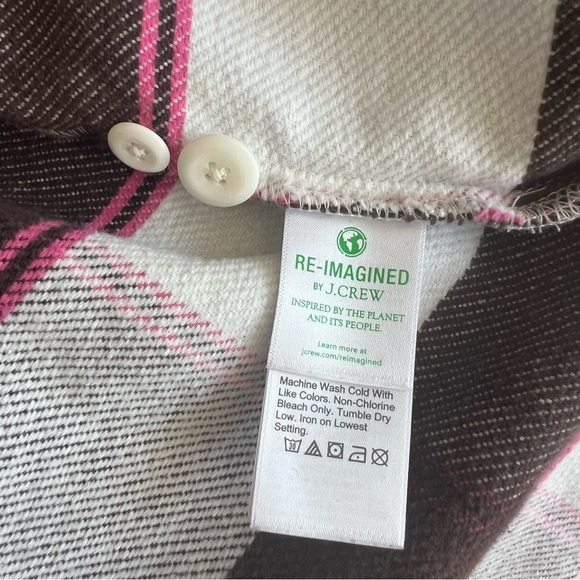 J. Crew Relaxed Flannel Shirt Jacket Shacket in Buffalo Check Brown Pink - Picture 6 of 8